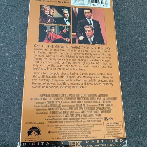 The Godfather Part III Final Director's Cut VHS 1990 Gold VCR Tapes Movie - Picture 7 of 7